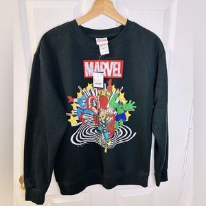 NEW Women’s Marvel Comics Vintage Print Graphic Black Sweatshirt - Size Medium